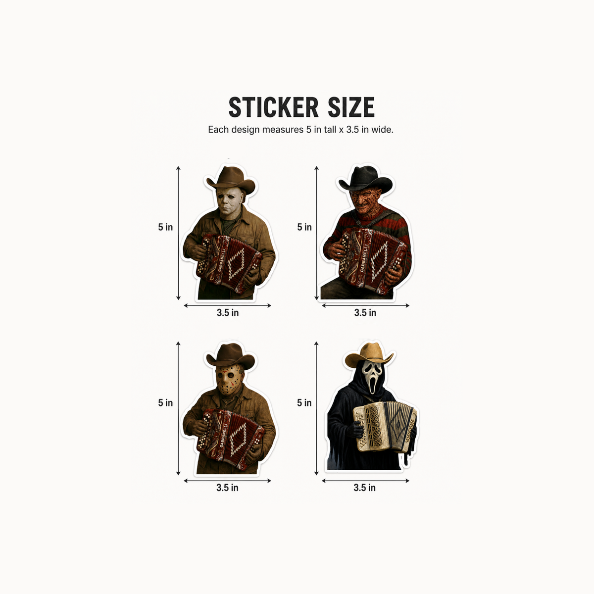 4-Pack UV Sticker Set Horror Norteño