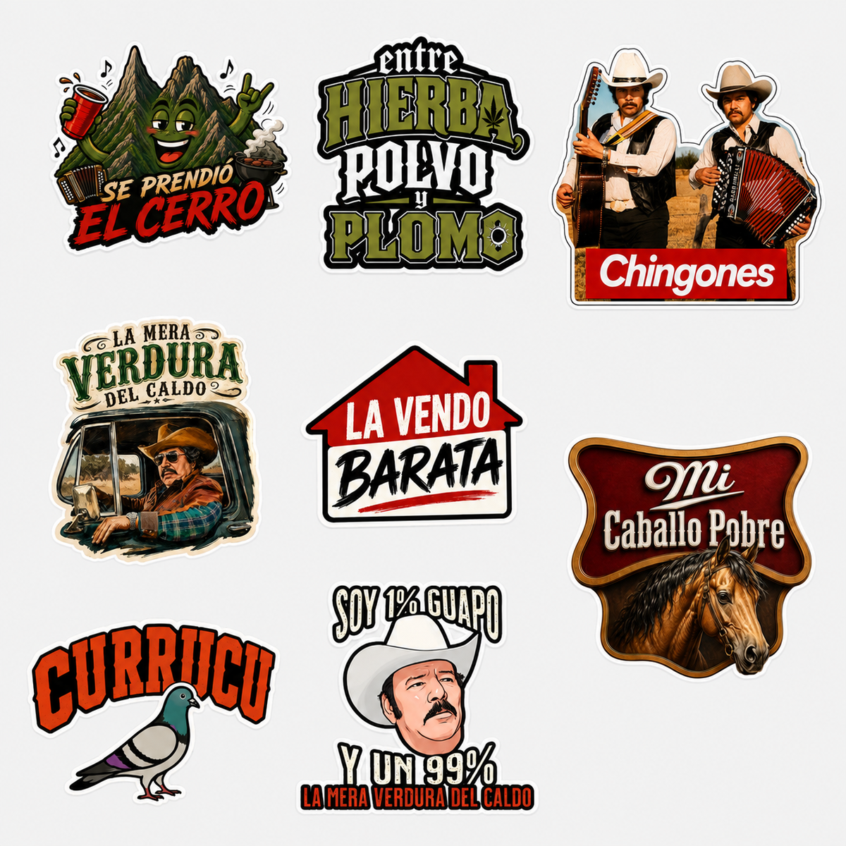 FULL COLLECTION– Colección Completa de 8 Diseños de UV Stickers Waterproof | Grandes y Pequeños | Resistentes al Agua