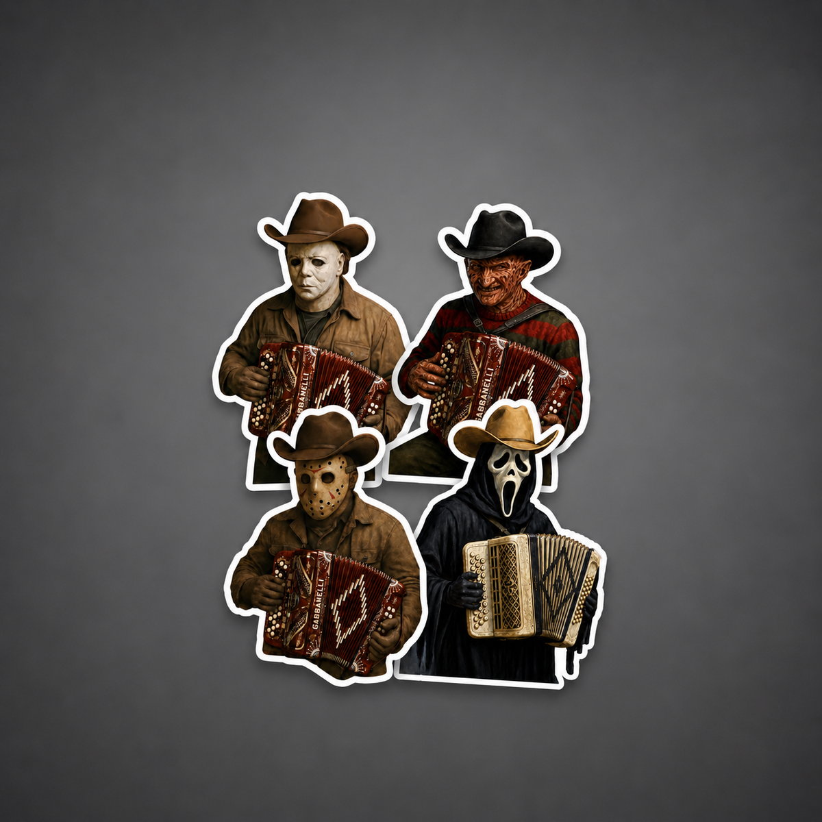 4-Pack UV Sticker Set Horror Norteño
